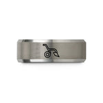 engraved promise ring set – black & gray tungsten plow wedding band