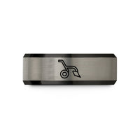 couples matching ring set – black & gray tungsten plow wedding band