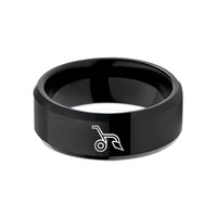 engraved ring for her – black tungsten plow wedding band