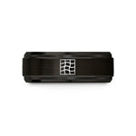 tungsten rings for couples – black tungsten wavy square grid wedding band