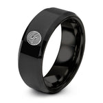 tungsten carved wedding ring – black tungsten flow field streamlines ring
