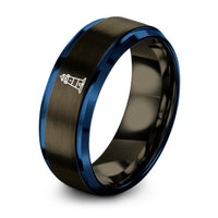 gunmetal & blue tungsten peggys cove lighthouse ring
