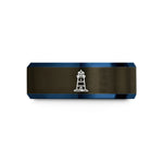 matching bands for pairs – gunmetal & blue tungsten peggys cove lighthouse wedding band