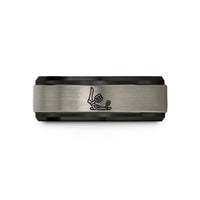 engraved couple bands – black & blue & grey tungsten snowboard bindings wedding band