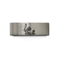 tungsten wedding bands – black & blue & gray tungsten snowboard bindings wedding band