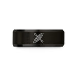 engraved couple bands – black tungsten tandem kayak overhead wedding band