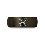 unique couple ring – gunmetal & black tungsten tandem kayak overhead wedding band