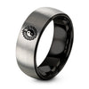 Yin Yang Dragon – Tungsten Wedding Band, 8 mm, Grey, Black Comfort-Fit Unisex