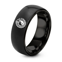 Valentine Gift for Couple – black tungsten yin yang dragon ring