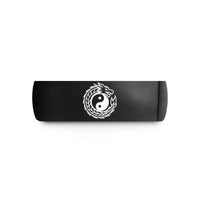 couple matching ring set – black tungsten yin yang dragon wedding band