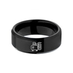 unique presents for her – black tungsten air compressor wedding band