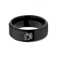 unique presents for her – black tungsten air compressor wedding band