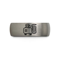 unique presents for her – gunmetal & gray tungsten air compressor wedding band