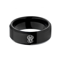 unique rings for her – black tungsten cobra hood wedding band