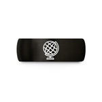 couples matching rings set – black tungsten globe grid stamp wedding band
