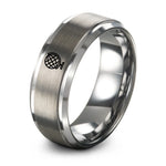 silver tungsten globe grid stamp ring