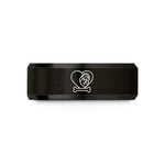 presents for pairs – black & gold tungsten heart bone wedding band