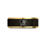 romantic presents for partners – black & gold tungsten heart bone wedding band