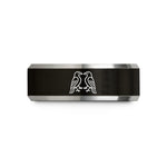 tungsten rings for couples – black & silver tungsten raven pair wedding band