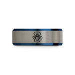 unique couple present ideas – black & blue & gray tungsten spider top view wedding band