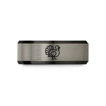 engraved ring for her – black & grey tungsten turkey wedding band