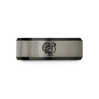 engraved ring for her – black & grey tungsten turkey wedding band
