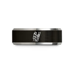unique presents for her – black & gray tungsten firefighter on ladder wedding band