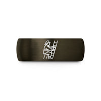 thoughtful presents for family – gunmetal & black tungsten firefighter on ladder wedding band