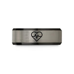 unique presents for sister – black & silver tungsten health heart wedding band