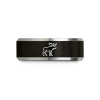 romantic presents for couples – black & grey tungsten moose wedding band