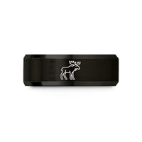 matching rings for couples – black tungsten moose wedding band