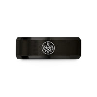 personalized presents for partners – black tungsten pentacle mercury wedding band
