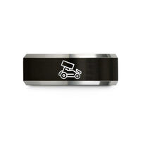 personalized couple jewelry – black & silver tungsten sprint car wedding band