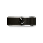 tungsten rings for couples – black & grey tungsten texas state wedding band
