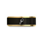 matching rings for lovers – black & gold tungsten trowel wedding band