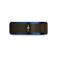 unique gift for buddy – gunmetal & blue tungsten cn tower wedding band