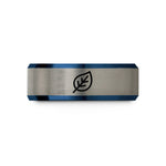 matching wedding bands deals – blue & silver tungsten biodegradable leaf wedding band