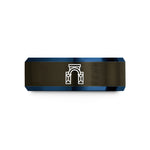 romantic presents for two – gunmetal & blue tungsten gate sign wedding band