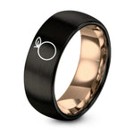 Valentines Day for Couples – black & rose gold tungsten orange ring