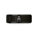 engraved bands for her – black tungsten shampoo bottle paw wedding band