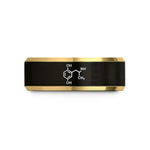 best gifts for women – black & gold tungsten adrenaline epinephrine molecule wedding band