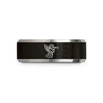personalized jewelry for her – black & gray tungsten archangel gabriel trumpet wedding band