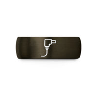 unique presents for girlfriend – gunmetal & blue tungsten dc plug wedding band