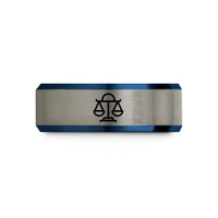 special present for wife – black & blue & silver tungsten libra wedding band