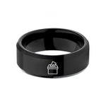 men's tungsten wedding bands – black tungsten ballot box checkmark wedding band