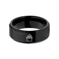 men's tungsten wedding bands – black tungsten ballot box checkmark wedding band