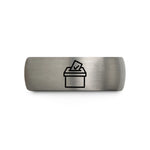 presents for him ideas – silver tungsten ballot box checkmark wedding band