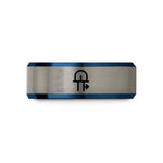 unique boyfriend presents – blue & gray tungsten led diode symbol wedding band