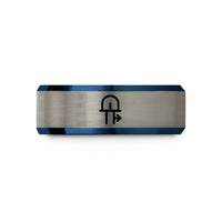 unique boyfriend presents – blue & gray tungsten led diode symbol wedding band