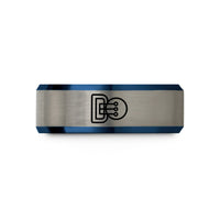 tungsten ring for men – blue & gray tungsten bow pins wedding band